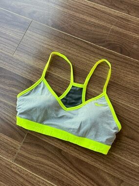Nike Gray Sports Bra with Neon Yellow Trim